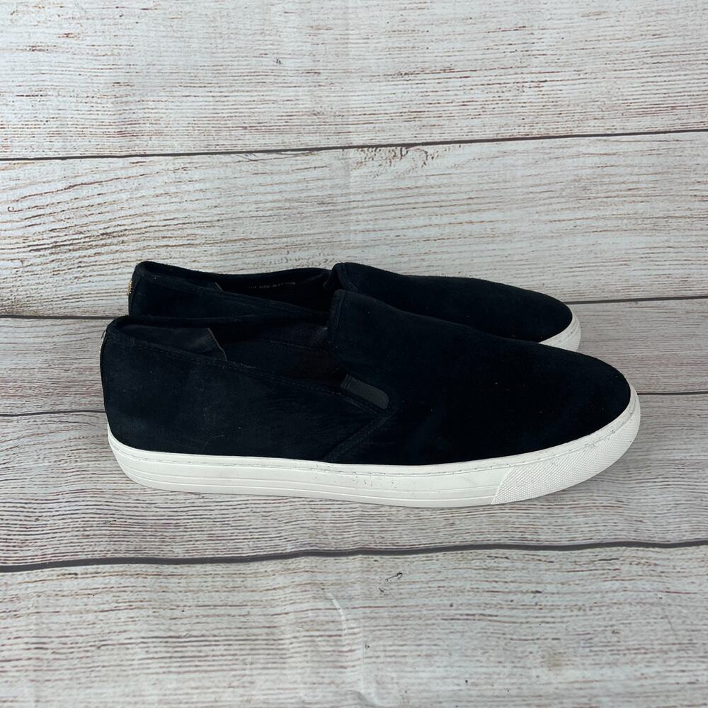 Tory Burch Jesse Slip On Womens Sz 11M Sneakers Black Suede Gold Logo - Picture 4 of 10